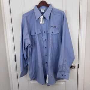 DSCP US Navy Embroidered Utility Long Sleeve Work Shirt ButtonUp Men’s 3XL Blue